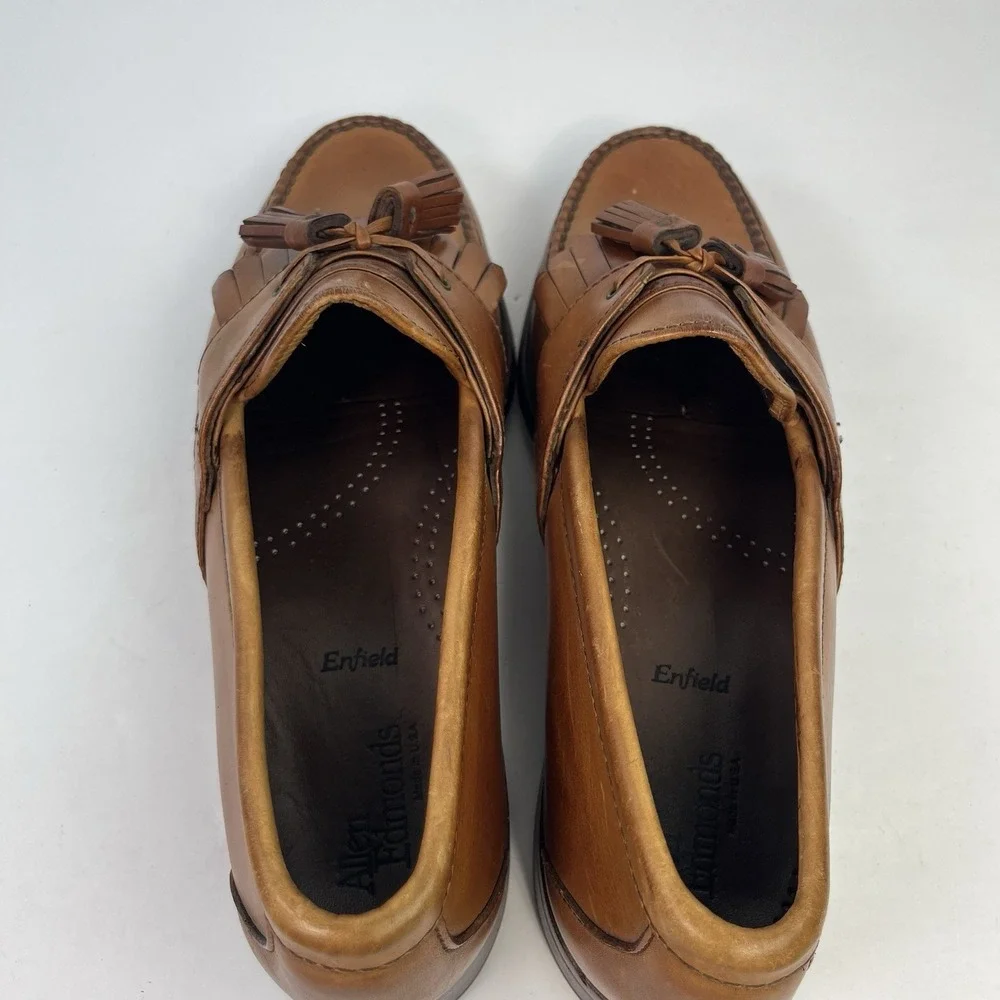 Allen Edmonds Enfield Brown Leather Kiltie Tassel Loafers Slip On Size 8.5D